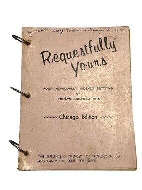 Vintage Requestfully Yours Chicago Edition Music Binder Songbook Lead Sheets 195